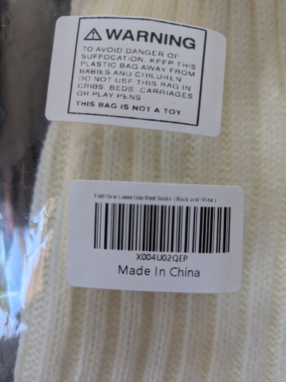 Black And White Fold Over Loose Cozy Boot Socks